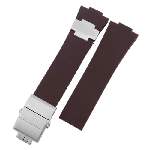 KTRSAVSSA Silikon-Uhrenarmband, kompatibel mit Athens Observation Navigation 1183, Herren/Damen, wasserdicht, kompatibel mit Ulysse Nardin, Gummi-Uhrenarmband, 25 mm(Brown-silver) von KTRSAVSSA