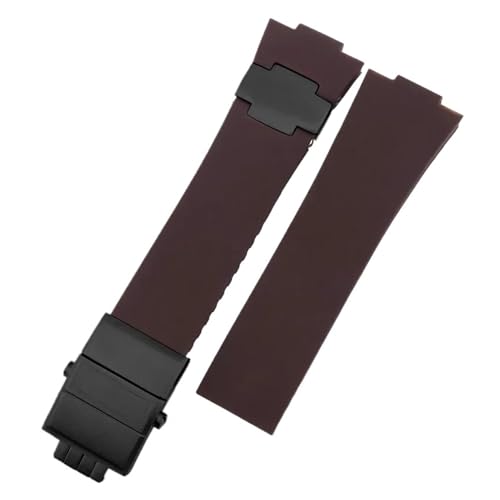 KTRSAVSSA Silikon-Uhrenarmband, kompatibel mit Athens Observation Navigation 1183, Herren- und Damen-wasserdicht, for Ulysse Nardin, Gummi-Uhrenarmband, 25 mm(Brown-black) von KTRSAVSSA