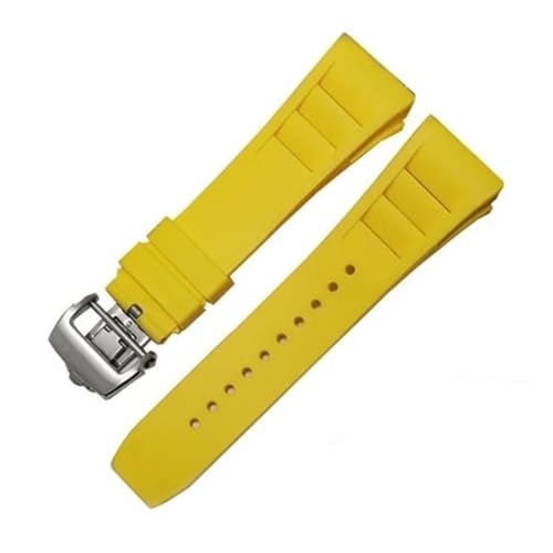 KTRSAVSSA Silikon-Uhrenarmband, kompatibel mit Richard Miller RM011-Uhrenzubehör, Gummiarmband 25–20 mm(Yellow-silver) von KTRSAVSSA
