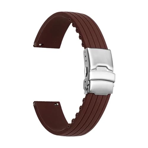 KTRSAVSSA Silikonarmband, 22 mm, kompatibel mit Swatch X Blancpain Fifty Fathoms Five Ocean Diving, Gummi, Schnellverschluss, Faltschließe, Uhrenarmband-Werkzeuge(Brown) von KTRSAVSSA