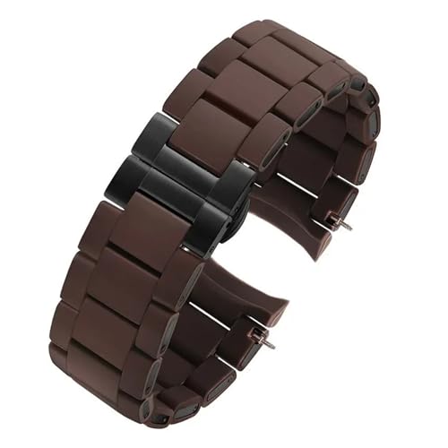 KTRSAVSSA Silikonarmband kompatibel mit Armani AR5890 AR5889 AR5858 AR5920 AR5868 AR8023 Herren 23 mm Damen 20 mm Stahlkautschukarmband(Brown black,20mm) von KTRSAVSSA