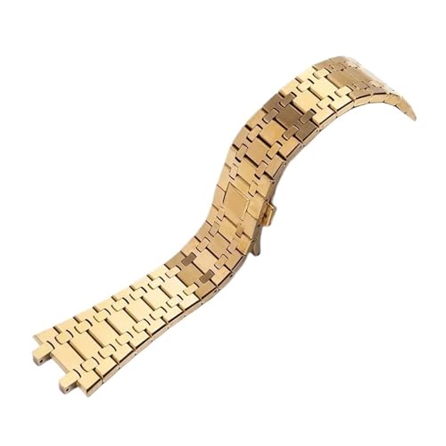 KTRSAVSSA Uhrenarmband 21 Mm 26 Mm Herren Damen Volledelstahlarmband Kompatibel Mit AP ROYAL OAK 15400 26331 15500 Uhrenarmband Faltschließe(Gold,26mm) von KTRSAVSSA