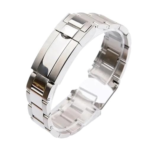 KTRSAVSSA Uhrenarmband Aus 904L-Edelstahl, Kompatibel Mit Rolex SUBMARINER DAYTONA SUP GMT, Herren, Feineinstellung, Zugknopfverschluss, Uhrenarmband, 20 Mm(Bright Silver,21mm) von KTRSAVSSA