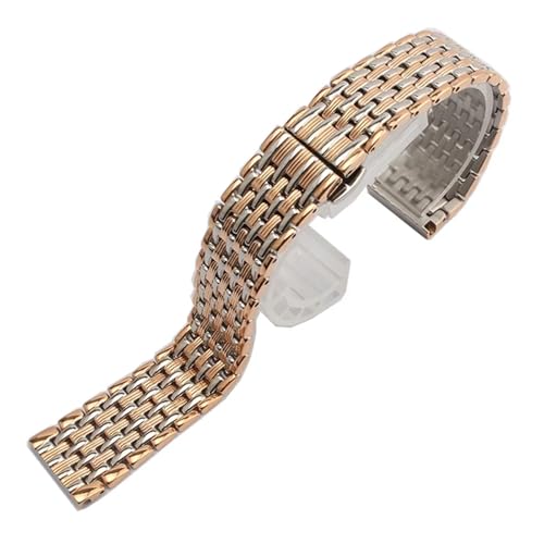 KTRSAVSSA Uhrenarmband Edelstahlarmband 14mm 16mm 18mm 20mm 22mm Herren Armbanduhr Band Zubehör Faltschließe Uhrenarmband(Silver rosegold,22mm) von KTRSAVSSA