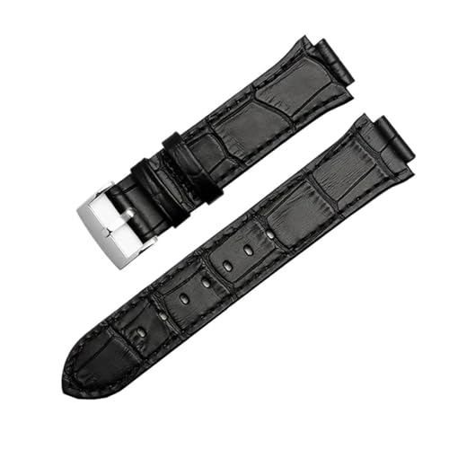 KTRSAVSSA Uhrenarmband Kompatibel Mit Swarovski Lederarmband Damen 5027127 5027131 5080602 5096008 Serie 21mm-14mm(Black Silver) von KTRSAVSSA