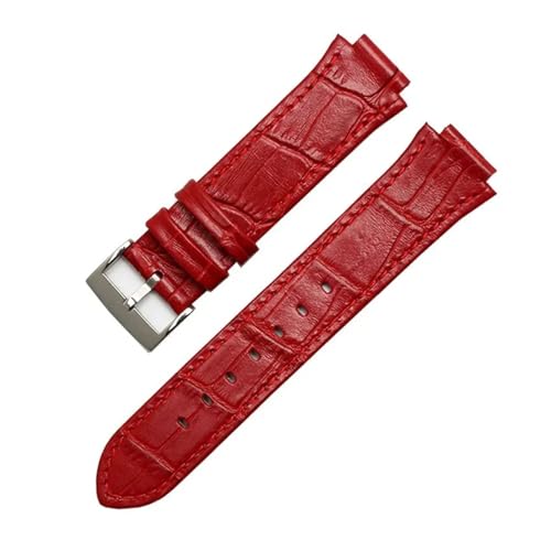 KTRSAVSSA Uhrenarmband Kompatibel Mit Swarovski Lederarmband Damen 5027127 5027131 5080602 5096008 Serie 21mm-14mm(Red Silver) von KTRSAVSSA