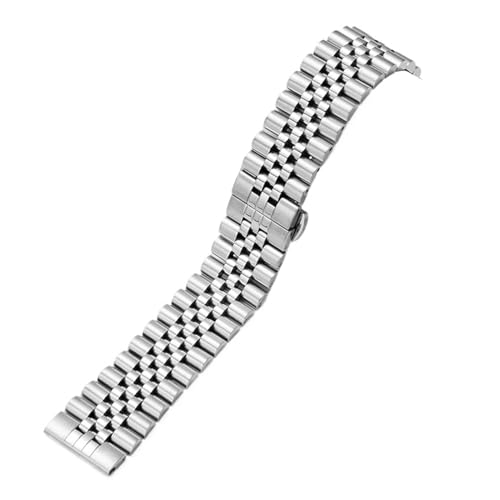 KTRSAVSSA Uhrenarmband aus 316L-Edelstahl mit fünf Perlen, 20 mm, 22, massives Armband, Schmetterlingsschnalle, universelles Uhrenarmband-Zubehör(Silver,20mm) von KTRSAVSSA