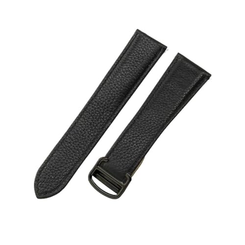 KTRSAVSSA Uhrenarmband aus Leder im Double-Tail-Design, 18, 20, 23 mm, schwarze Lychee-Textur, Faltschließe, kompatibel mit Cartier Tank London Solo Band(Black-Black-Z4,22mm) von KTRSAVSSA
