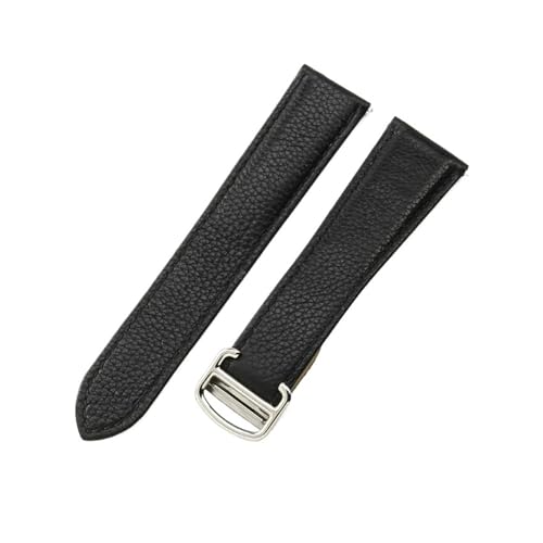 KTRSAVSSA Uhrenarmband aus Leder im Double-Tail-Design, 18, 20, 23 mm, schwarze Lychee-Textur, Faltschließe, kompatibel mit Cartier Tank London Solo Band(Black-Steel-Z4,20mm) von KTRSAVSSA