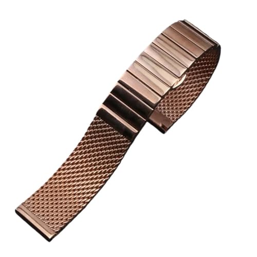 KTRSAVSSA Uhrenarmband aus massivem Edelstahl mit Faltschließe, Haifischnetz, poliert, Business-Uhrenarmband, 18/20/22/24 mm(Rosegold,18mm) von KTRSAVSSA