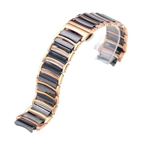 KTRSAVSSA Uhrenarmband kompatibel mit Rado CENTRIX R30927722 Serie, Edelstahl, Keramik, Schmetterlingsschließe, Damen- und Herrenarmband, 12 mm x 16, 20(Rosegold black,16-12mm) von KTRSAVSSA