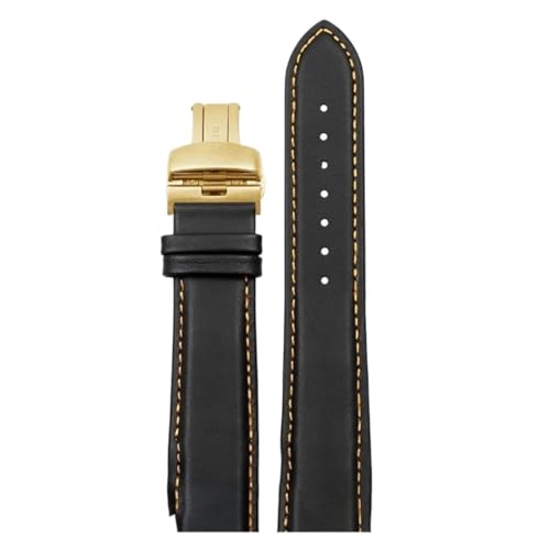 KTRSAVSSA Uhrenarmband mit gebogenem Ende, kompatibel mit Tissot T035 1853 T035627A T035617A T035407A T035439, Lederarmband for Herren, Arc Band 22 23 24 mm(Black orange Golden,24mm) von KTRSAVSSA