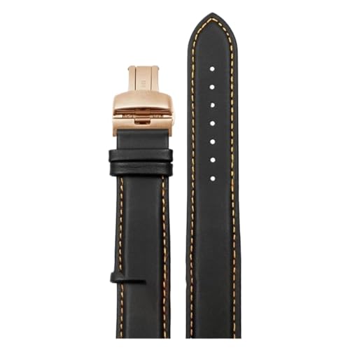 KTRSAVSSA Uhrenarmband mit gebogenem Ende, kompatibel mit Tissot T035 1853 T035627A T035617A T035407A T035439, Lederarmband for Herren, Arc Band 22 23 24 mm(Black orange RG,24mm) von KTRSAVSSA