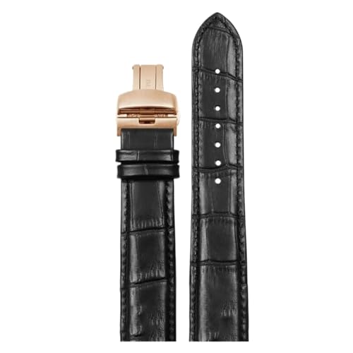 KTRSAVSSA Uhrenarmband mit gebogenem Ende, kompatibel mit Tissot T035 1853 T035627A T035617A T035407A T035439, Lederarmband for Herren, Arc Band 22 23 24 mm(Black rose gold,22mm) von KTRSAVSSA