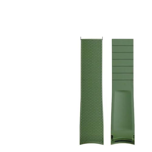 KTRSAVSSA Uhrenarmband passend for Longines Concas Uhrenarmband Original Gummi Silikon Tauchen L3.742/644 Sport Herrenuhr Armband 21mm(Green No buckle) von KTRSAVSSA