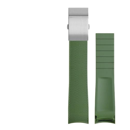 KTRSAVSSA Uhrenarmband passend for Longines Concas Uhrenarmband Original Gummi Silikon Tauchen L3.742/644 Sport Herrenuhr Armband 21mm(Green Silver Buckle) von KTRSAVSSA