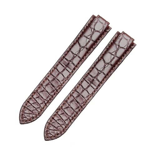 KTRSAVSSA Verschleißfestes, langlebiges Lederarmband for Herren, kompatibel mit der Cartier Balloon Bleu De-Serie, konvexe Schnittstelle, weiches Krokodillederarmband(Brown-No Buckle,14x22mm) von KTRSAVSSA