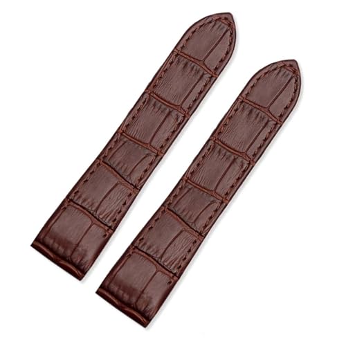 KTRSAVSSA Wasserdichtes Lederuhrenarmband, kompatibel mit Cartier Santos 100, Faltschließe for Herren und Damen, 20 mm, 23 mm(Brown-No buckle,20mm) von KTRSAVSSA