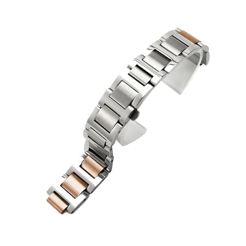 KTRSAVSSA Wasserdichtes Uhrenarmband aus massivem Edelstahl mit konvexer Schnittstelle, kompatibel mit dem exquisiten Armband der Cartier Ballon Bleu De-Serie(Steel-Rose,11x18mm) von KTRSAVSSA
