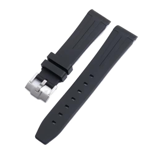 KTRSAVSSA Weiches Naturkautschukband mit gebogenem Ende, kompatibel mit Rolex-Armband Submariner Yacht Master GMT 21 20 Daytona Uhrenarmband Tauchen(Black Black Lines,20mm) von KTRSAVSSA