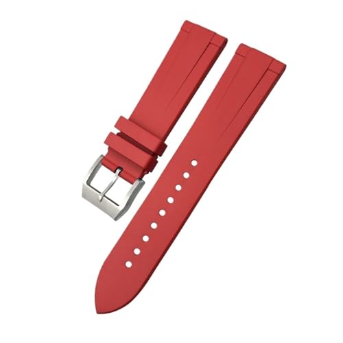 KTRSAVSSA Weiches VITON FKM Fluorkautschuk 19 mm 20 mm 21 mm 22 mm Uhrenarmband kompatibel mit IWC Pilot Tissot MIDO Seiko SKX buntem Uhrenarmband(Red,21MM_ROSEGOLD BUCKLE) von KTRSAVSSA