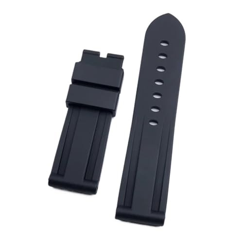 KTRSAVSSA Zubehör 22 mm 24 mm Tauchen Staubfreies Silikonarmband Kompatibel mit Panerai-Armband Gewürze Gewürze Tissot Zubehör(Black,22MM_BLACK ROUND BUCKLE) von KTRSAVSSA