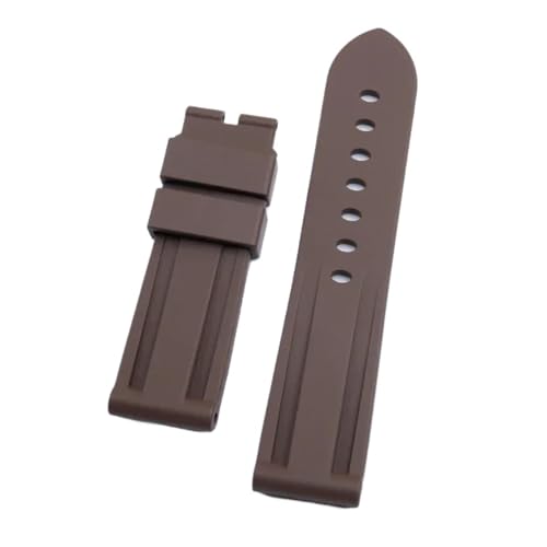 KTRSAVSSA Zubehör 22 mm 24 mm Tauchen Staubfreies Silikonarmband Kompatibel mit Panerai-Armband Gewürze Gewürze Tissot Zubehör(Brown,24MM_BLACK ROUND BUCKLE) von KTRSAVSSA