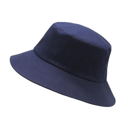 KTTGYRE Fischerhut Big Head Man Großgröße Sun Hut Frauen Leer Fischer Hut Reine Baumwollpanama Cap Plus-Größe Eimer Hüte 57-60 cm 60-63 cm-Navy Blue,57-60Cm von KTTGYRE