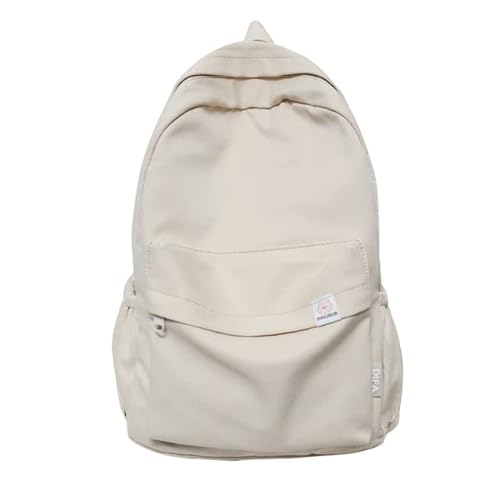 KTTGYRE Schulrucksack Wasserdichtes Nylon Frauen Rucksack Frauen Reisetasche Rucksäcke Schulbag Für Teenager Mädchen Solid Color Bookbag-Beige White von KTTGYRE