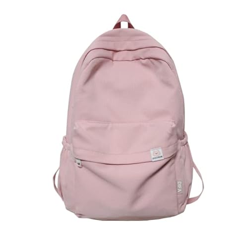 KTTGYRE Schulrucksack Wasserdichtes Nylon Frauen Rucksack Frauen Reisetasche Rucksäcke Schulbag Für Teenager Mädchen Solid Color Bookbag-Pink von KTTGYRE