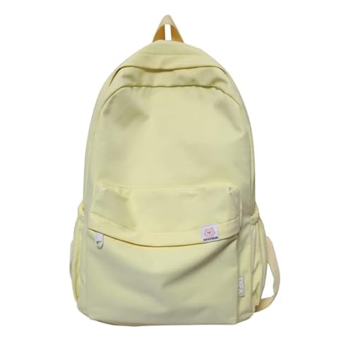 KTTGYRE Schulrucksack Wasserdichtes Nylon Frauen Rucksack Frauen Reisetasche Rucksäcke Schulbag Für Teenager Mädchen Solid Color Bookbag-Yellow von KTTGYRE