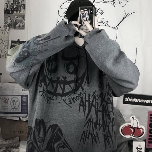 KTTGYRE Sweatshirts Gothic Cartoon Hip Hop Hoodie Sweatshirt Übergroße Frauen Mann Frühling Herbst Lustige Punk Hoodies Tops Frauen Kleidung-B,M von KTTGYRE