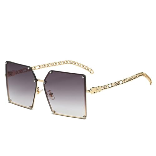 Gradient Sonnenbrille Metall Übergroße Sonnenbrille Rahmen Niet Glas Legierung Kette Arme Brillen,Gradient Grau,C Gradient Sonnenbrille Metall Übergroße Sonnenbrille Rahmen Niet Glas Legierung Kette Arme Brillen,Gradient Grau,C von KTUCN