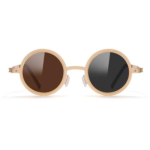 KTUCN Drehbare, verstellbare, farbwechselnde Sonnenbrille für Herren und Damen, Metall, runder Rahmen, für Outdoor-Reisen, UV-Schutz, Golden Tea, C KTUCN Drehbare, verstellbare, farbwechselnde Sonnenbrille für Herren und Damen, Metall, runder Rahmen, für Outdoor-Reisen, UV-Schutz, Golden Tea, C von KTUCN