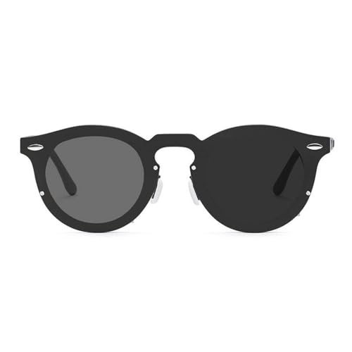 KTUCN Klassische Sonnenbrille Unisex Metall Ellipsenrahmen Drehbar Verstellbar Farbwechselnd Outdoor Reise UV-Schutz Sonnenbrille,Schwarz Hellgrau,C von KTUCN