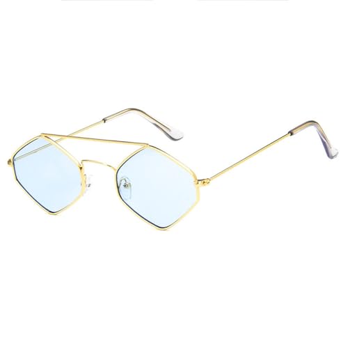 KTUCN Modische Sonnenbrille in Bonbonfarben, Metallrahmen, Autofahrerbrille, UV400-Schutz, Geschenk für Männer und Frauen, Goldblau, BH01 von KTUCN