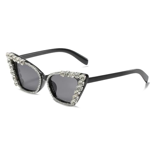 KTUCN Persönlichkeit Mode Cat Eye Bunte Big Diamond Brille Tropfenförmige Sonnenbrille Cat Eye Diamond Sonnenbrille, Schwarz, BH01 von KTUCN