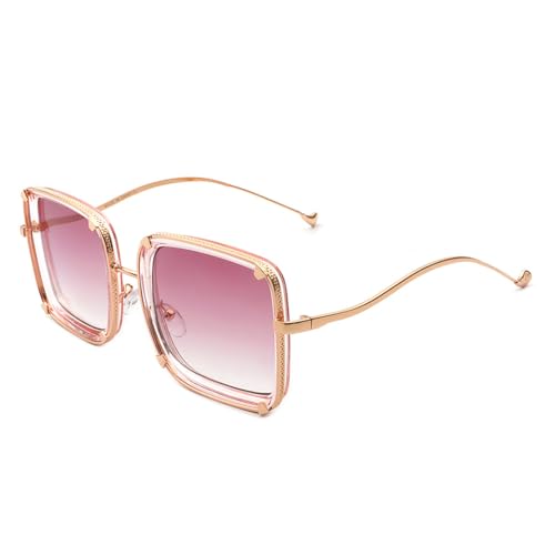 KTUCN Punk Sonnenbrille Herren Trend Klassisch Vollrand Brille UV400 Neutral Damen Retro Brillen Sonnenbrille Damen, Pink, Sonstige von KTUCN