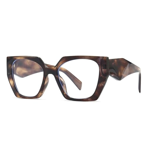 KTUCN Retro Polygon Cat Eye Sonnenbrille Damen Mode Farbverlauf Sonnenbrille Leopard Bunt Klar Sonnenbrille Damen UV400,10,BH01 von KTUCN