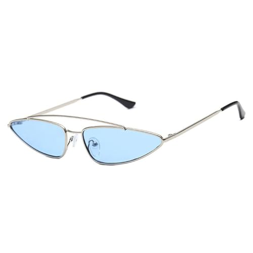 KTUCN Retro-Steampunk-Sonnenbrille für Damen und Herren, modisch, Metall, dreieckig, bunt, transparent, trendige Brille, UV400, Geschenk, Silberblau, BH01 von KTUCN