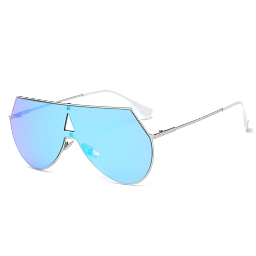 KTUCN Siamese Fashion Herren Sonnenbrillen Männlich Big Frame Colorfull lunettes de soleil homme Sonnenbrille mit Box Metall, C05 Splitterblau, 147mm von KTUCN