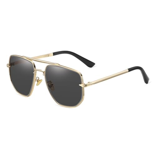 KTUCN Sonnenbrille Herren Mode Brillen Retro Fahren Shades Klassische Brille UV400,Goldgrau,BH01 von KTUCN