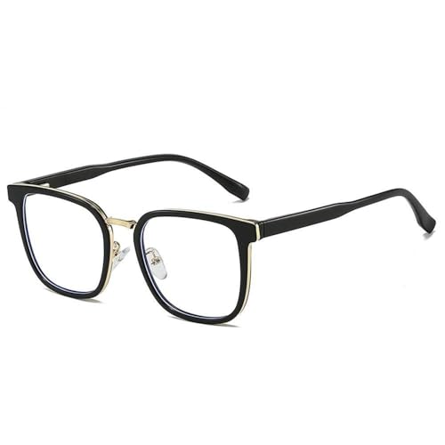 KTUCN Trendy Brillengestell Herren Damen Ultraleicht TR90 Anti Blaulicht Transparente Linse, Schwarz Golden, C von KTUCN