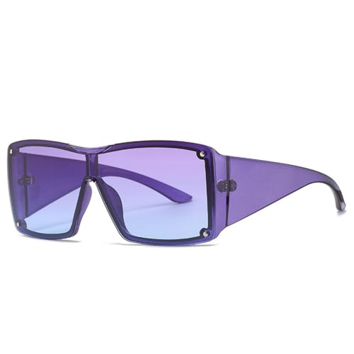 KTUCN Übergroße Sonnenbrille für Herren und Damen, modische Sonnenbrille, einteilige Gläser, UV400, C3Purple, BH01 von KTUCN