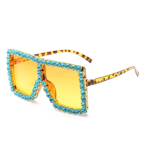 KTUCN Übergroße Sonnenbrille mit glitzernden Strasssteinen für Damen, mit Strass-Diamanten, Retro-Sonnenbrille mit großem Rahmen, 6, BH01 von KTUCN