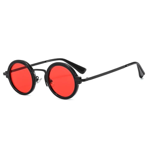 Modische kleine runde Sonnenbrille für Damen, Retro, Punk, Farbverlauf, beliebte Herren-Sonnenbrille, trendiger Grüntee, UV400, Sonnenbrille aus Metall, HD3, BH01 von KTUCN