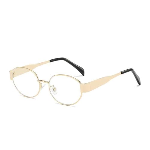 Ovale Retro-Sonnenbrille für Damen und Herren, rund, Punk, goldener Metallrahmen, Autofahrer-Sonnenbrille, klare Gläser, UV400, goldklar, BH01 von KTUCN