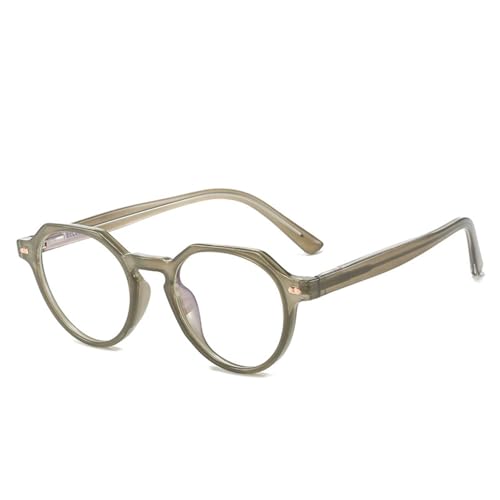 Retro Oval TR90 Brillengestell Mode Damen Anti Blaulicht Brille Herren Federscharnier Klare Linse Brille UV400, HD3, BH01 von KTUCN