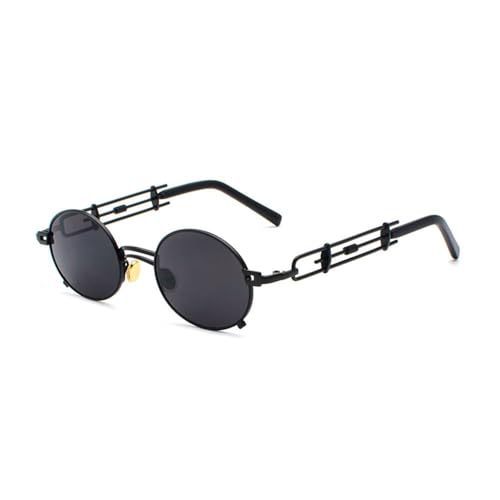 Retro Runde Streampunk Sonnenbrille Herren Damen Metall Sonnenbrille Persönlichkeit Kleine Kreis Brille, C5SchwarzGrau, BH01 von KTUCN