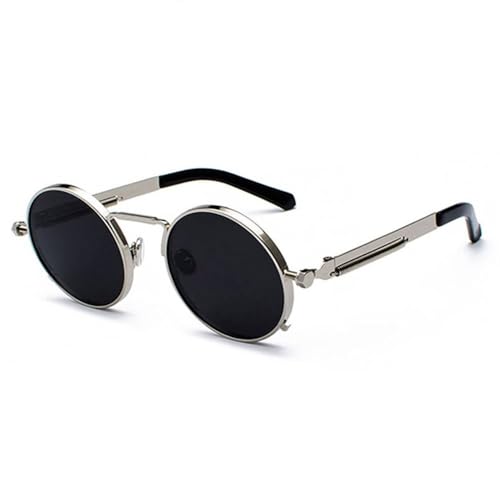 Steam Punk Sonnenbrille Polarisiert Herren Damen Retro Runde Sonnenbrille Brille Vintage Kreis Autofahren, Silbergrau, BH01 Steam Punk Sonnenbrille Polarisiert Herren Damen Retro Runde Sonnenbrille Brille Vintage Kreis Autofahren, Silbergrau, BH01 von KTUCN